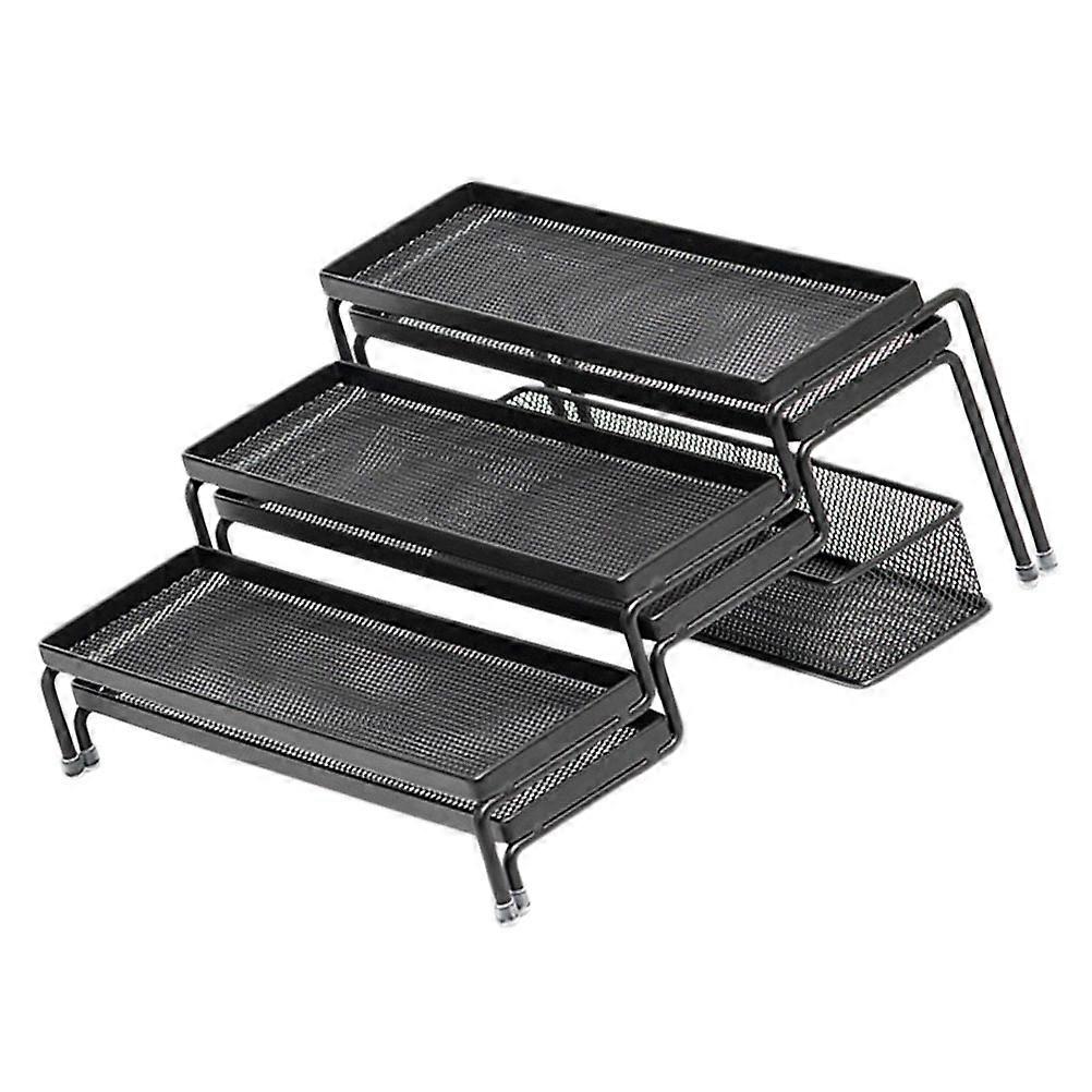 Black Iron Storage Holders for Organizing Spice Jars and Sundry Items in Kitchen 3 Tier Expandable
