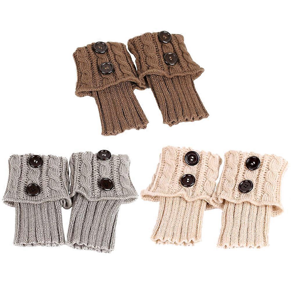Khaki Leg Warmers Keep Warm Socks Winter Season 3Pairs