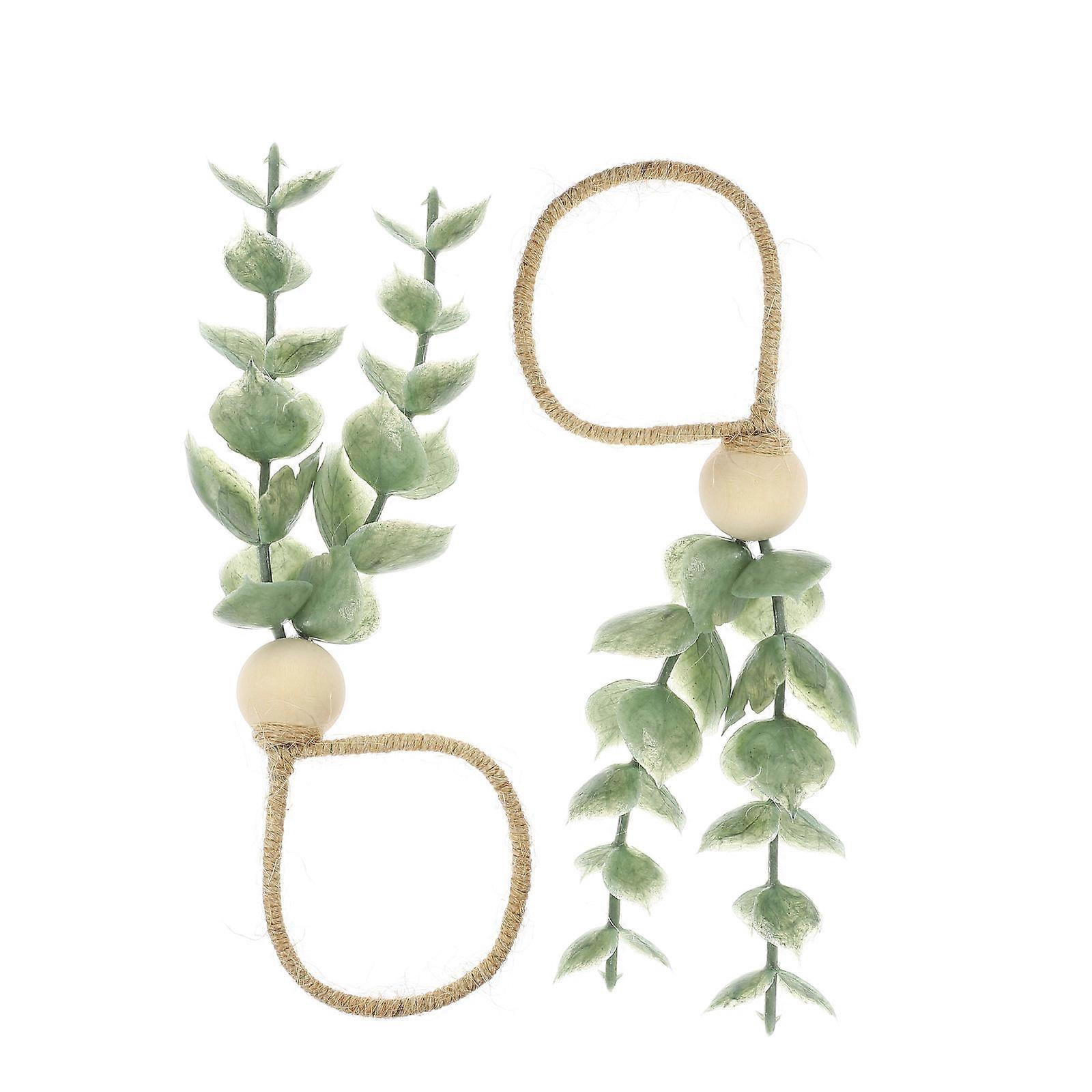 Green Plastic Napkin Rings with Simulated Plant Design for Elegant Table Settings 2Pcs