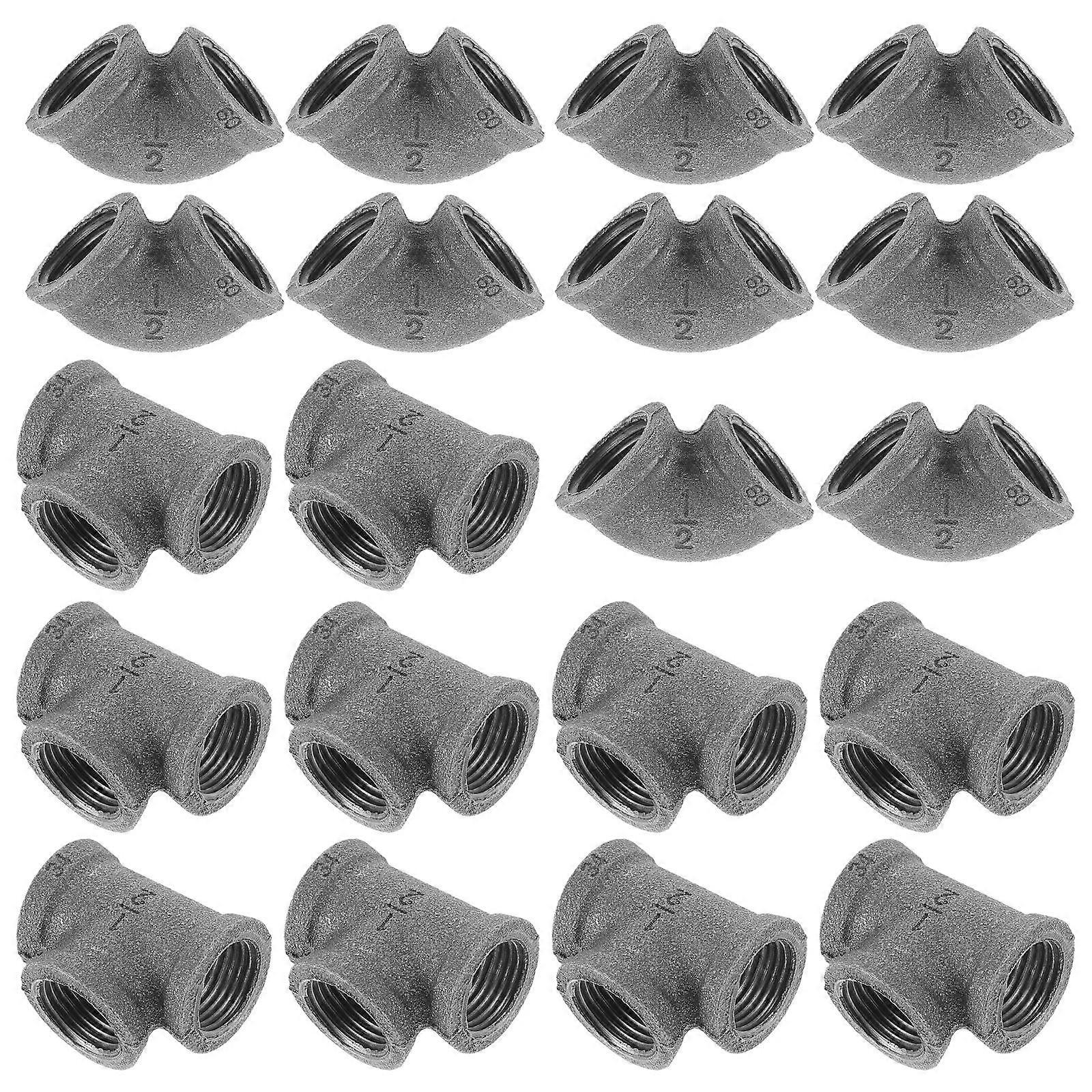 Black Steel Pipe Fitting Components with Retro Industrial Style for DIY Shelves and Furniture 6 in