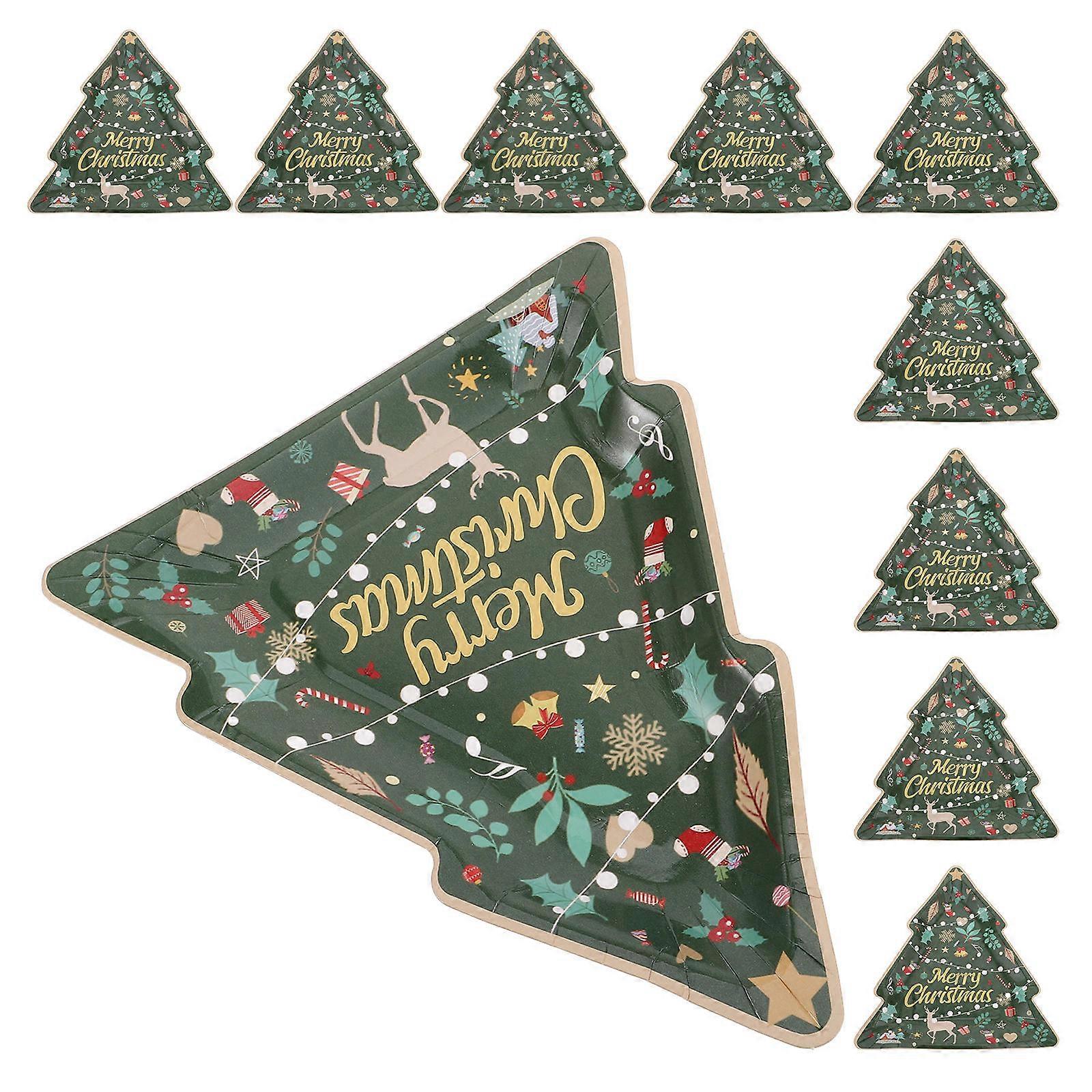 Tree Shaped Holiday Plates for Festive Atmosphere Enhancement in for Winter Party 10Pcs
