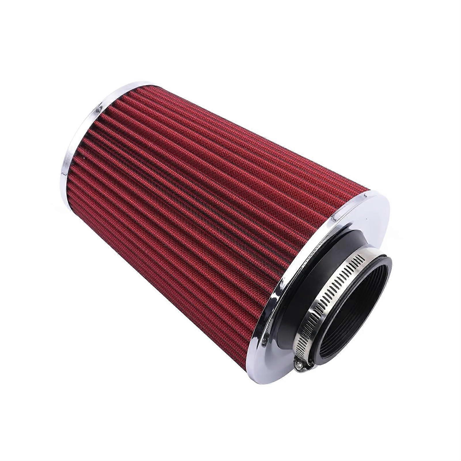 Air Intake Hose Car 76mm Open Sport Air Filter, Universal Cold Air Inlet, High Flow, 89mm/101mm, 3In/4In, 3-In-1 Red