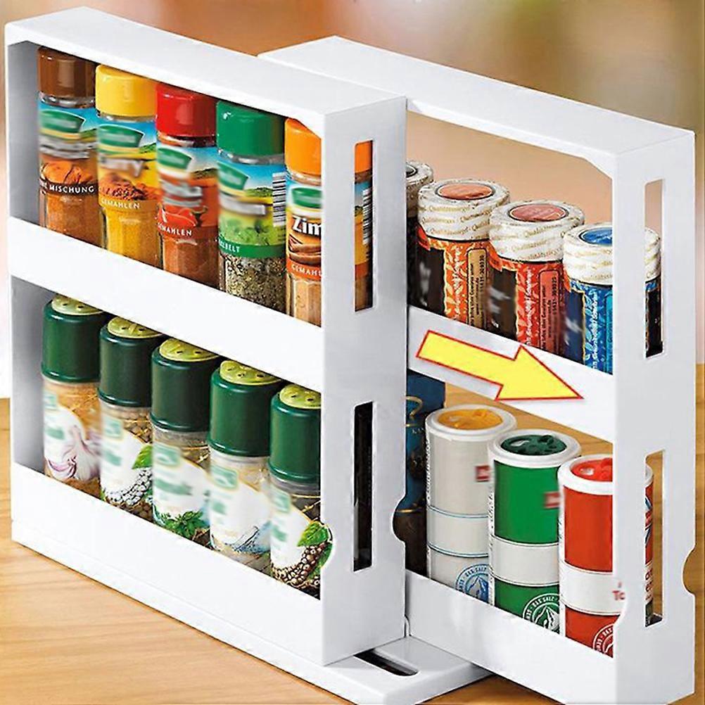 Pull-Out Spice Rack with Swivel Drawers for Kitchen Organization