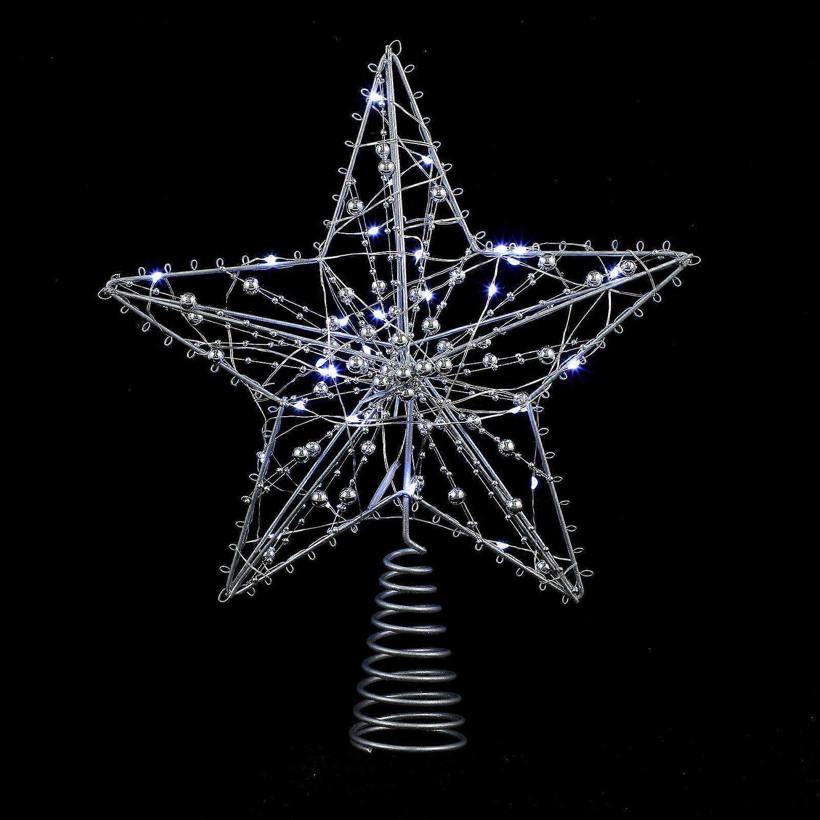 Christmas Tree Topper 5 Beads Chain Hollow Design No Battery