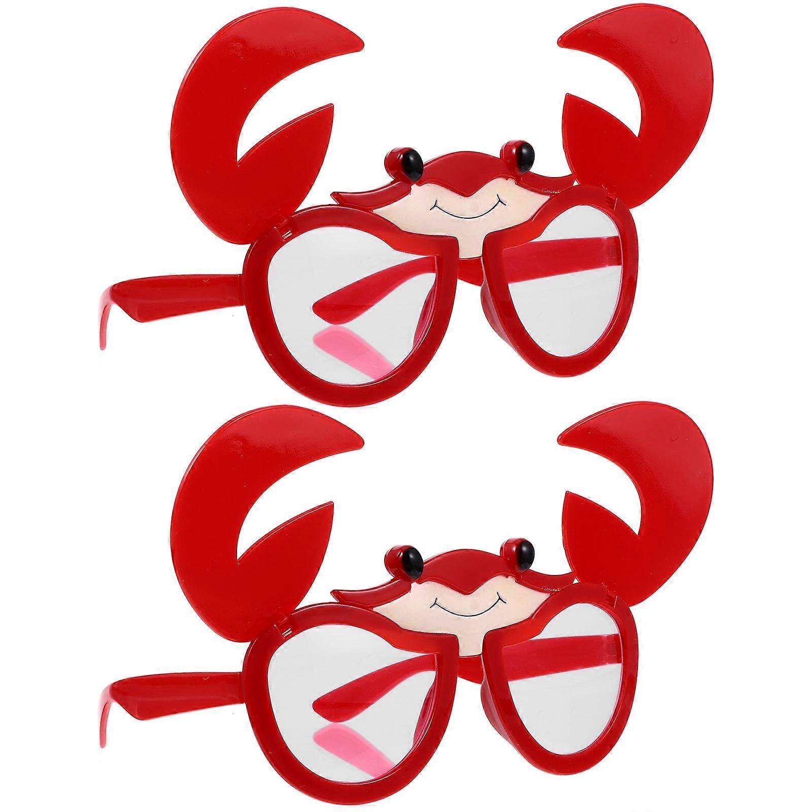 Crab Eyeglasses Prop for Party Decoration 2Pcs Red Plastic Material