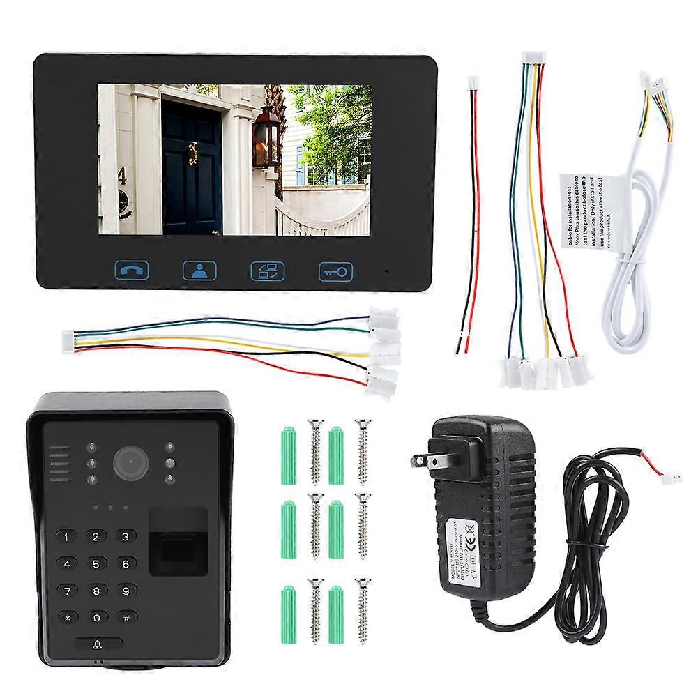 7"2.4GHz Fingerprint Video Wired Camera Doorbell Intercom Digital Visible Door Phone