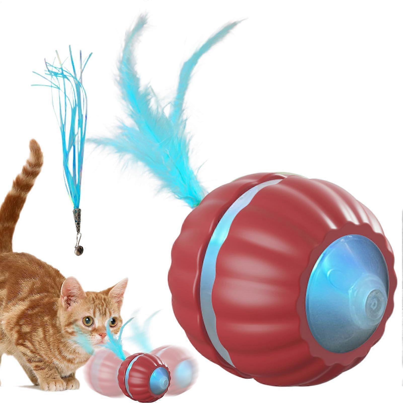 Automatic Moving Cat Toy Ball for Cats and Kittens - Interactive Red Ball for Dogs, Motion-Activated Play and Exercise