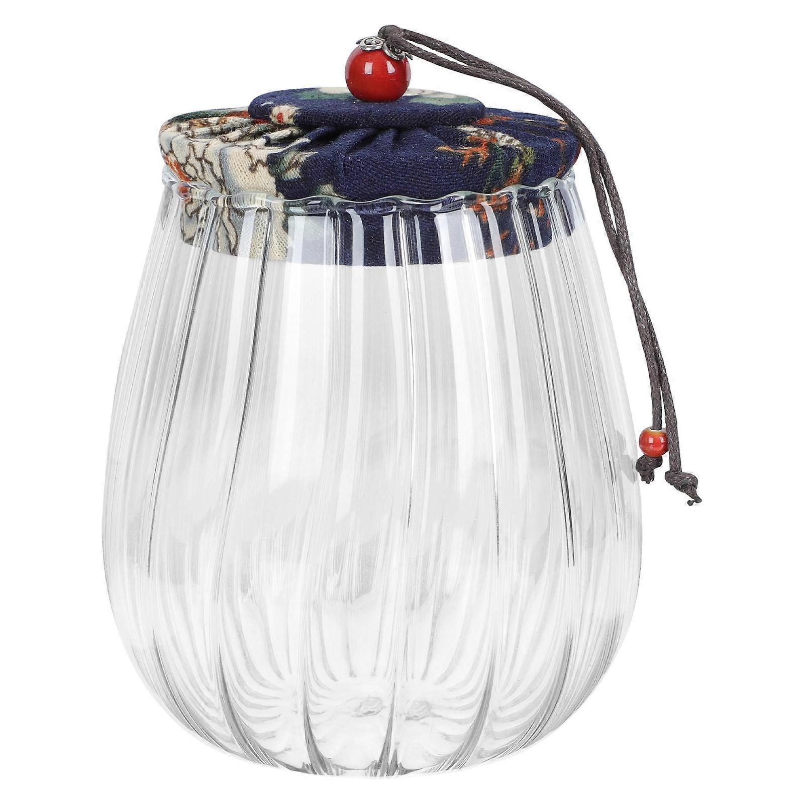 Round Glass Storage Container For Home Use Ideal For Moisture Protection 1Pcs With Wooden Lid