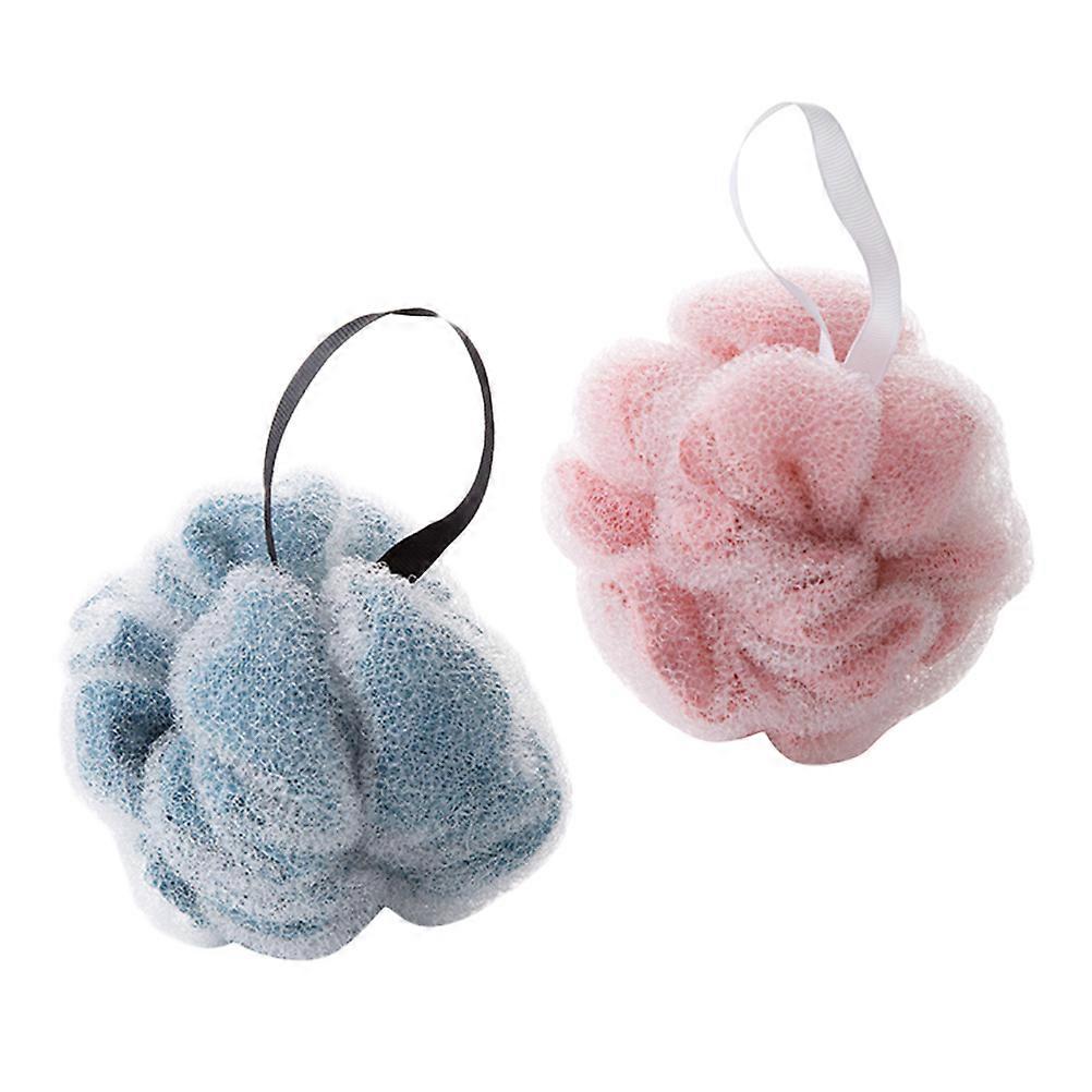Exfoliating Shower Balls 2Set Bath Mesh Scrubbers For Women Men Round Shape Assorted Color For Skin Softer