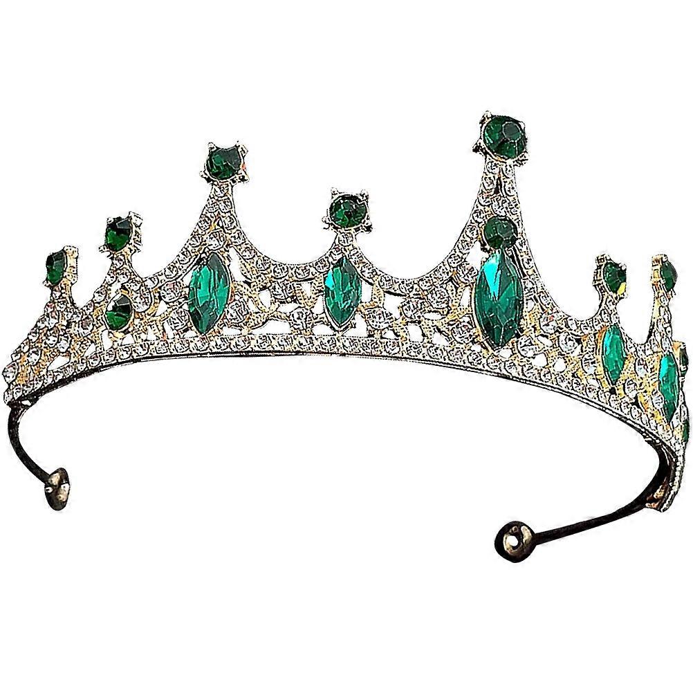 Green Rhinestone Crown Headband for Cosplay Parties Safe Zinc Alloy Lightweight Comfortable Fit