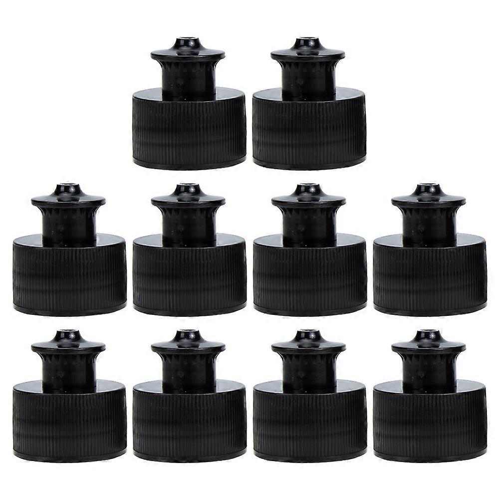 10 Pack Black Push Pull Replacement Bottle Caps for Sports Water Bottles LeakProof PE Material