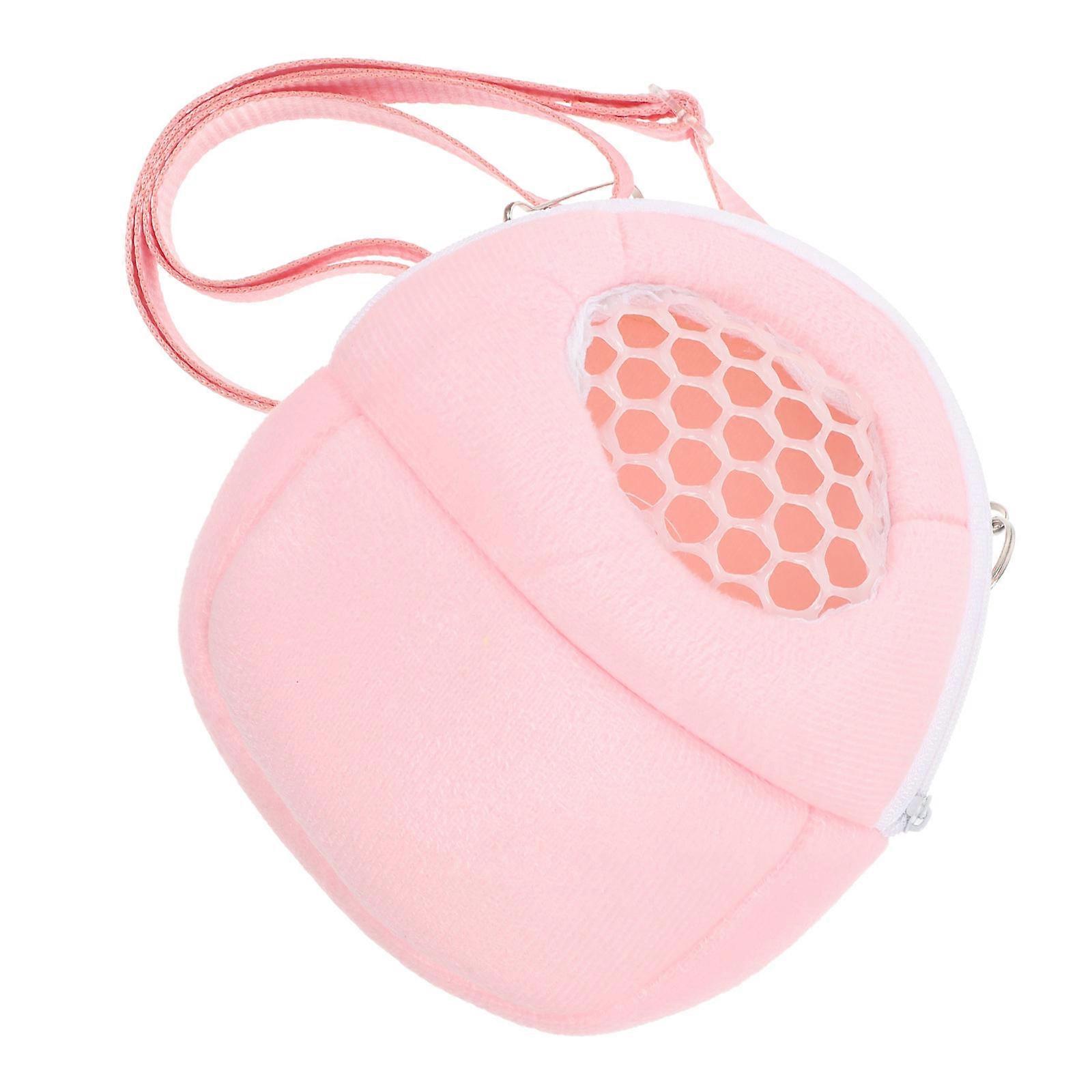 Portable Hamster Carrier with Breathable Mesh and Soft Sponge Lining for Small Pets Pink Adjustable Strap