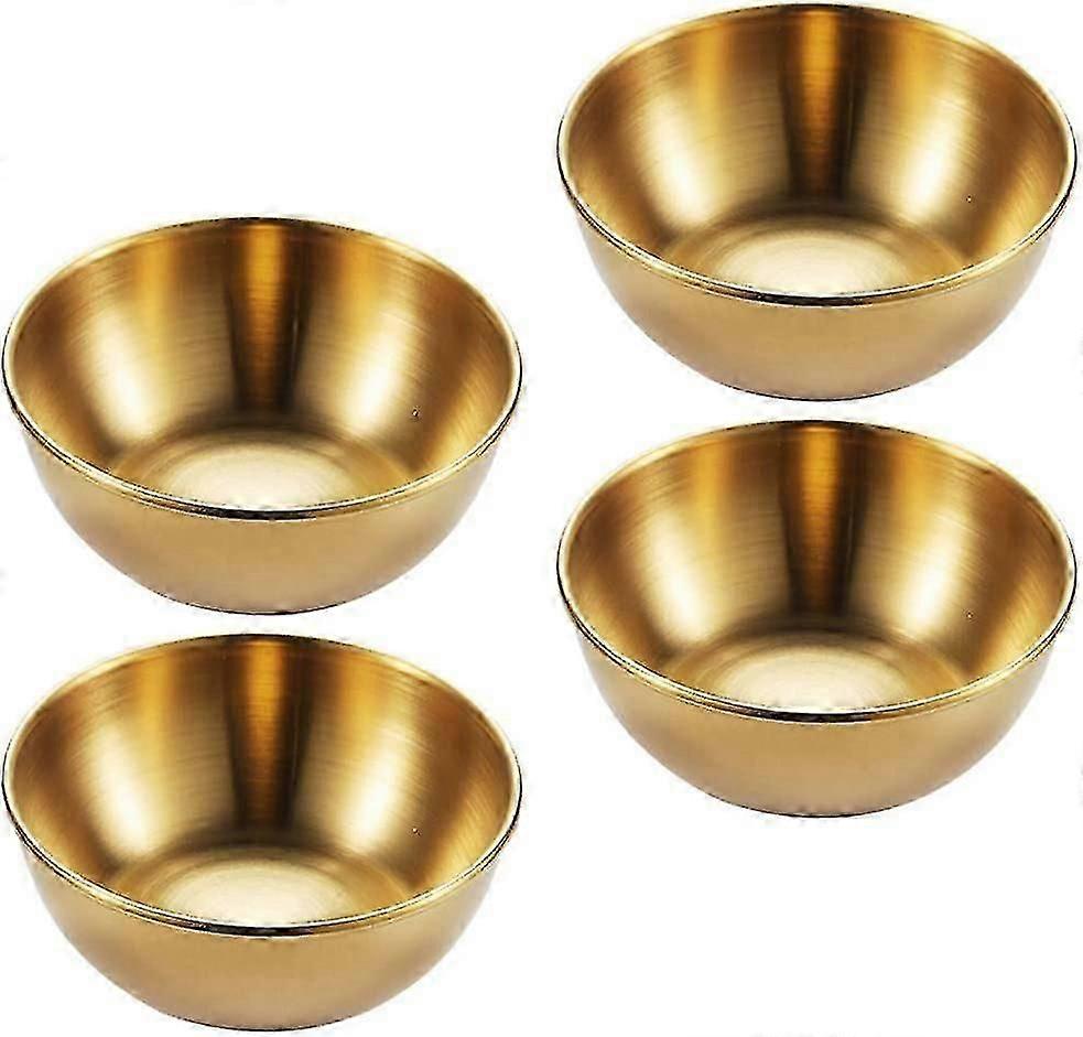 4 stykker rustfrit stål runde mini skåle Husholdnings krydderifad (guld)