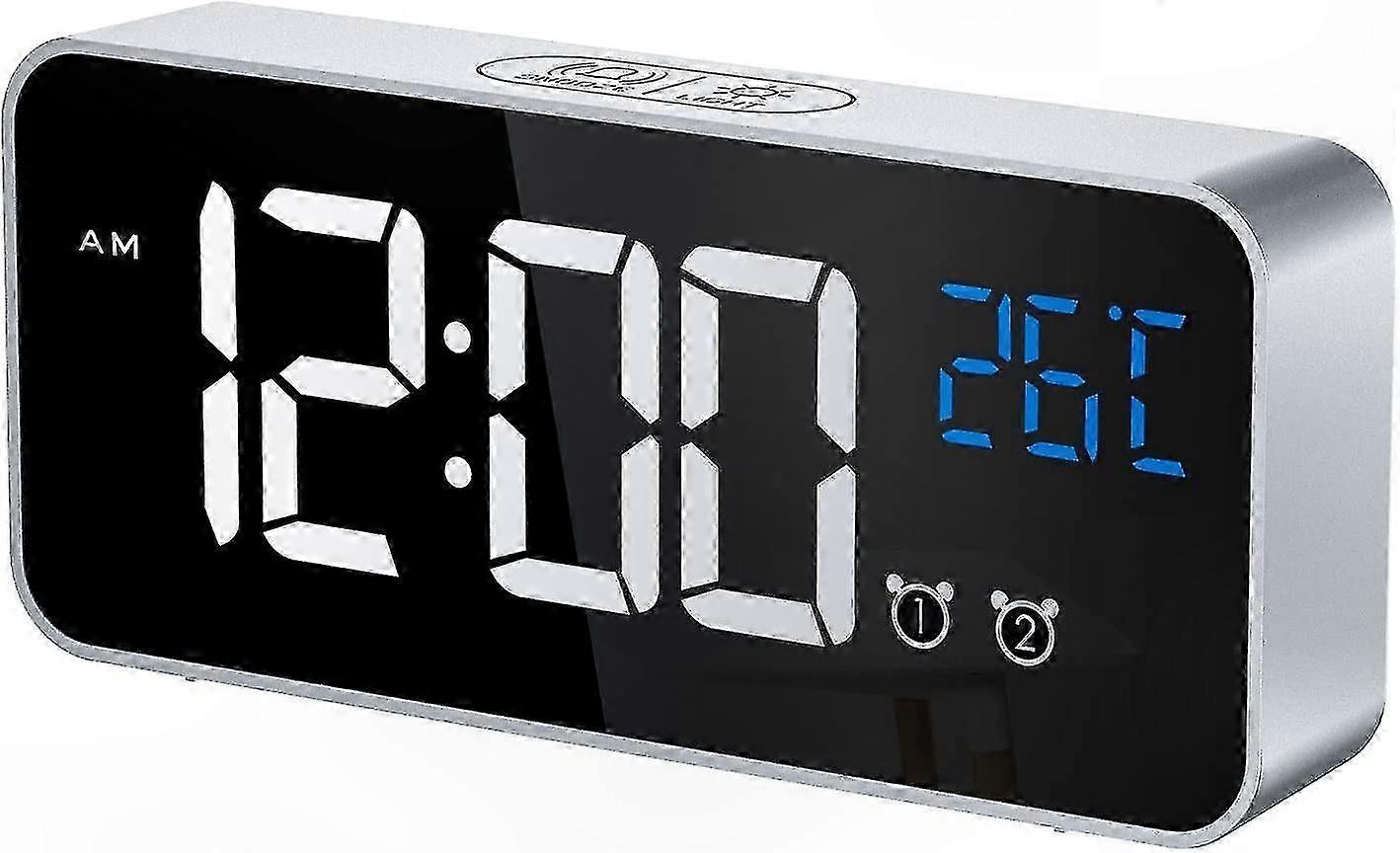 LED Alarm Clock with Temperature Display, Snooze Function, Dual Alarms, 12/24 Hour Mode