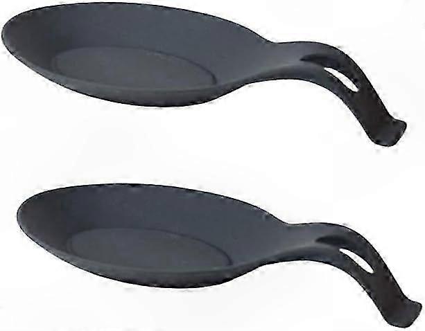 Black Silicone Spoon Rests for Kitchen Utensils, 2 Pack Multifunction Ladle and Spatula Holders