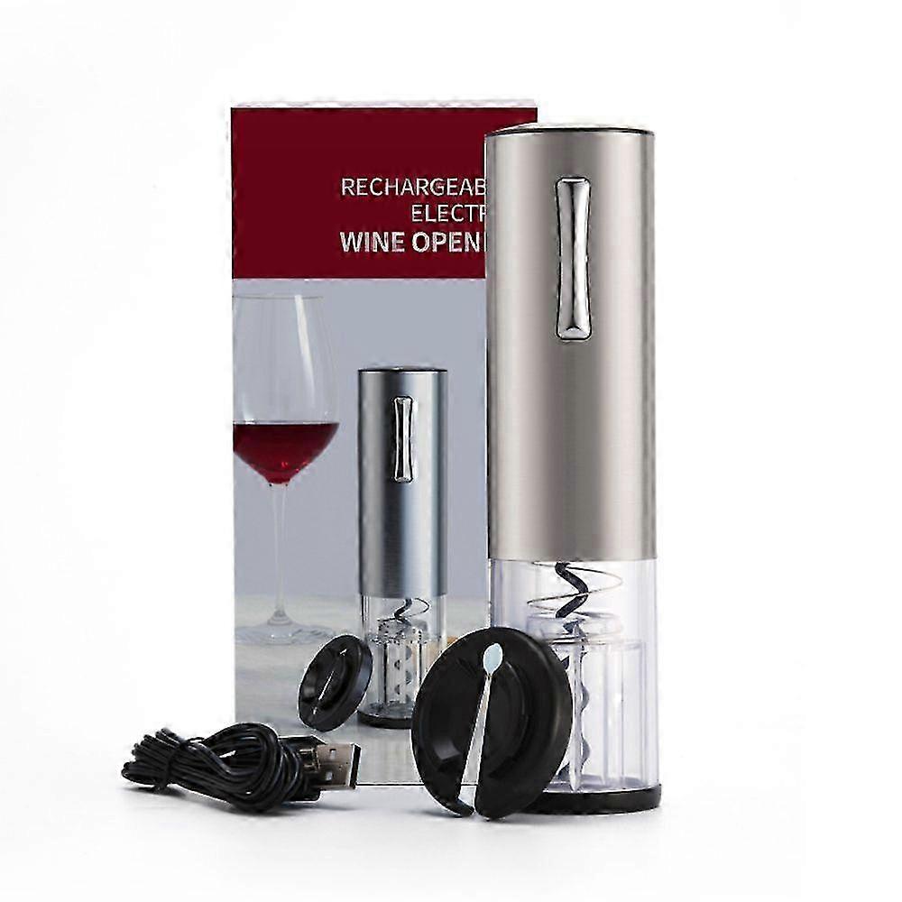 Smart Automatic Electric Wine Opener USB Rechargeable Wine Bottle Corkscrew (Silver)