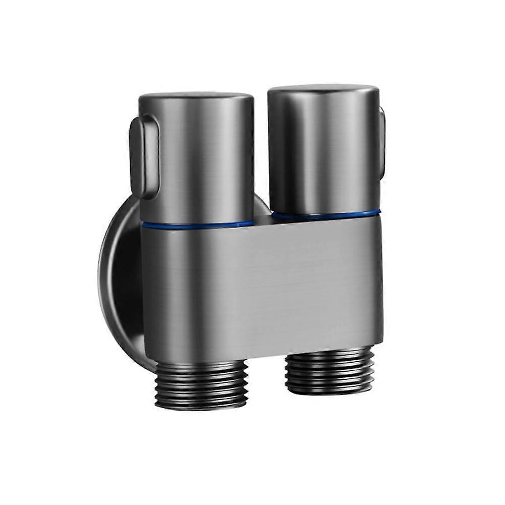 1 Piece Wall Mounted Faucet, 1in2Out Diverter Angle Valve, Dual Control Bathroom Faucet for SelfCleaning (Dark Grey)