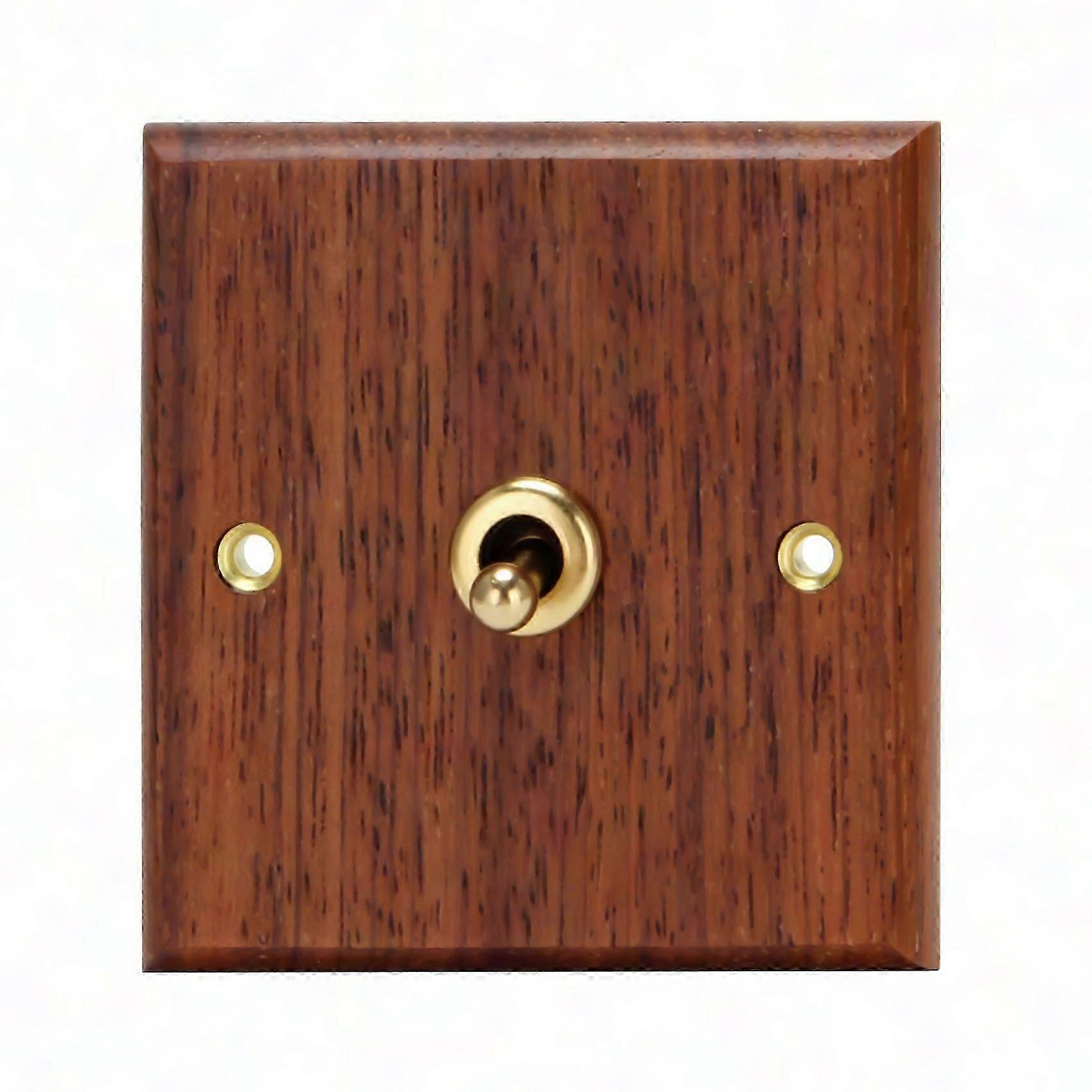 86 Type Solid Wood Panel Retro Brass Toggle Switch Wood Grain Wall Light Electrical Switch