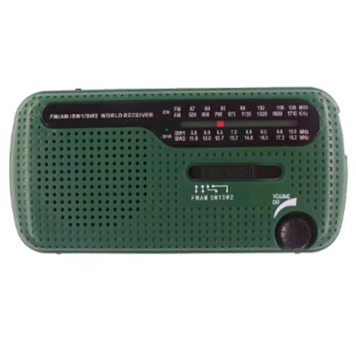 Portable Solar Hand Crank Radio 1200mAh USB Emergency Speaker Green