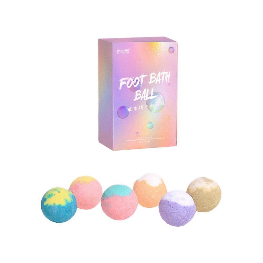 Foot Care Bath Balls Foot Soaker for Relaxation Assorted Color Carbonate Bath Salts for Nourishing Skin 6Pack