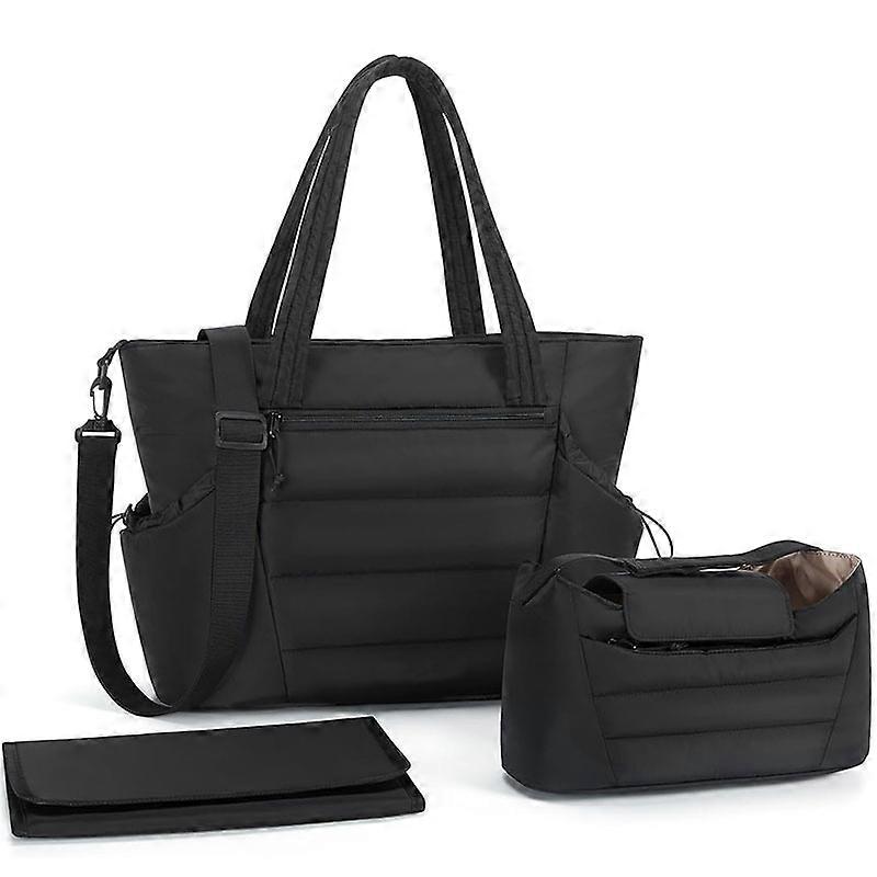 Large Capacity Diaper Bag with Storage Bag - Black - 47 x 16 x 32 cm