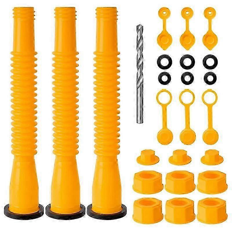 25Pcs Gasoline Can Spout Replacement, Flexible Nozzle Kit with Nut and Gasket Stopper Fit Most of Cans, Tightly Fitted