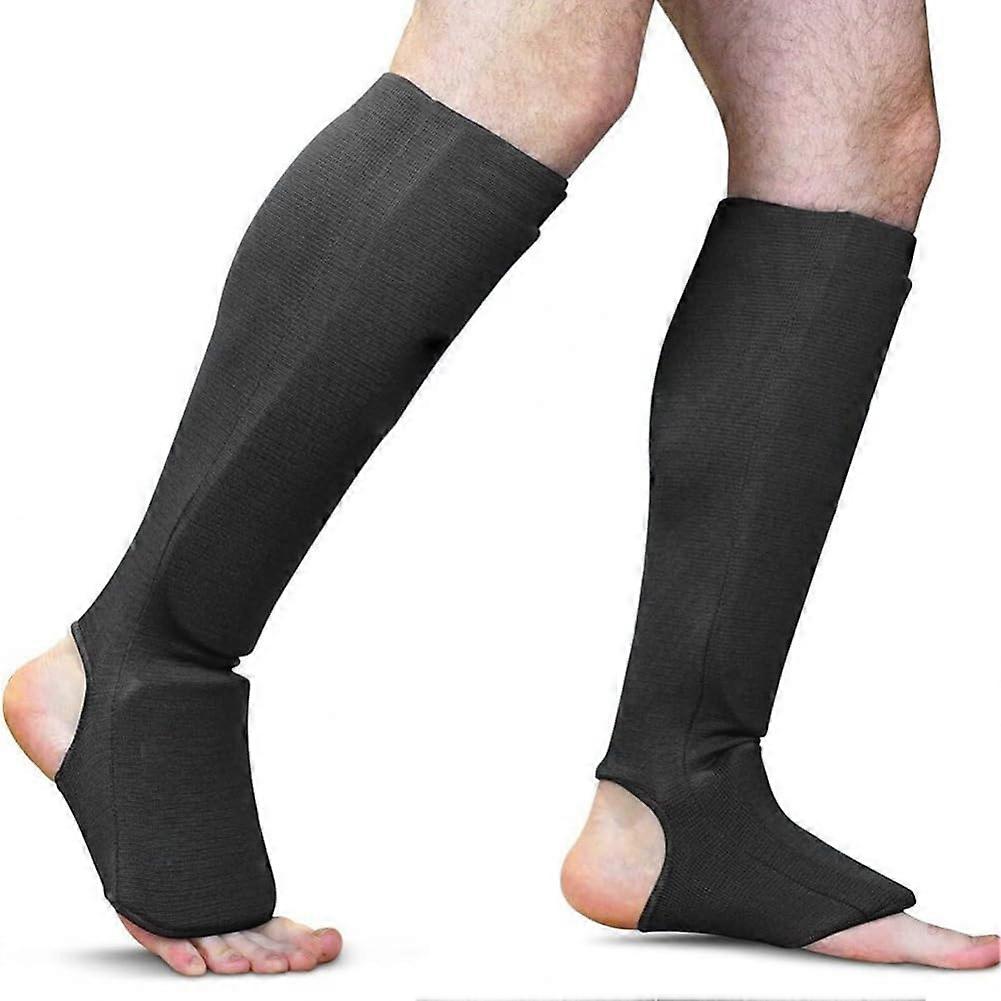 Mma Elastic Cloth Shin Instep Padded Guards Kickboxing Muay Thai Instep Padded Training Sparring Shin Guards Judo Accesorios Black Ref: 1052