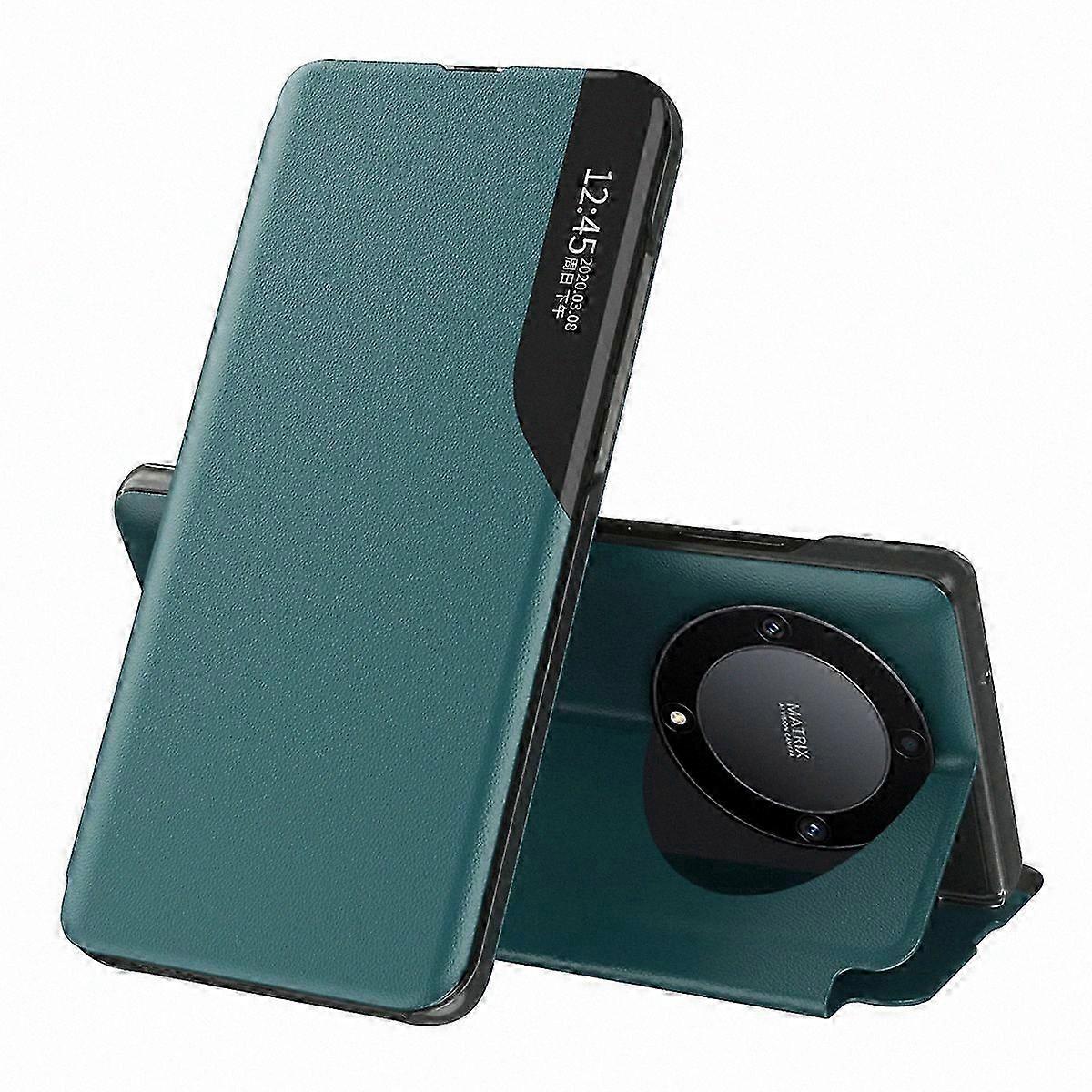 PU Leather Stand Case with Side View Window for 5G Smartphones