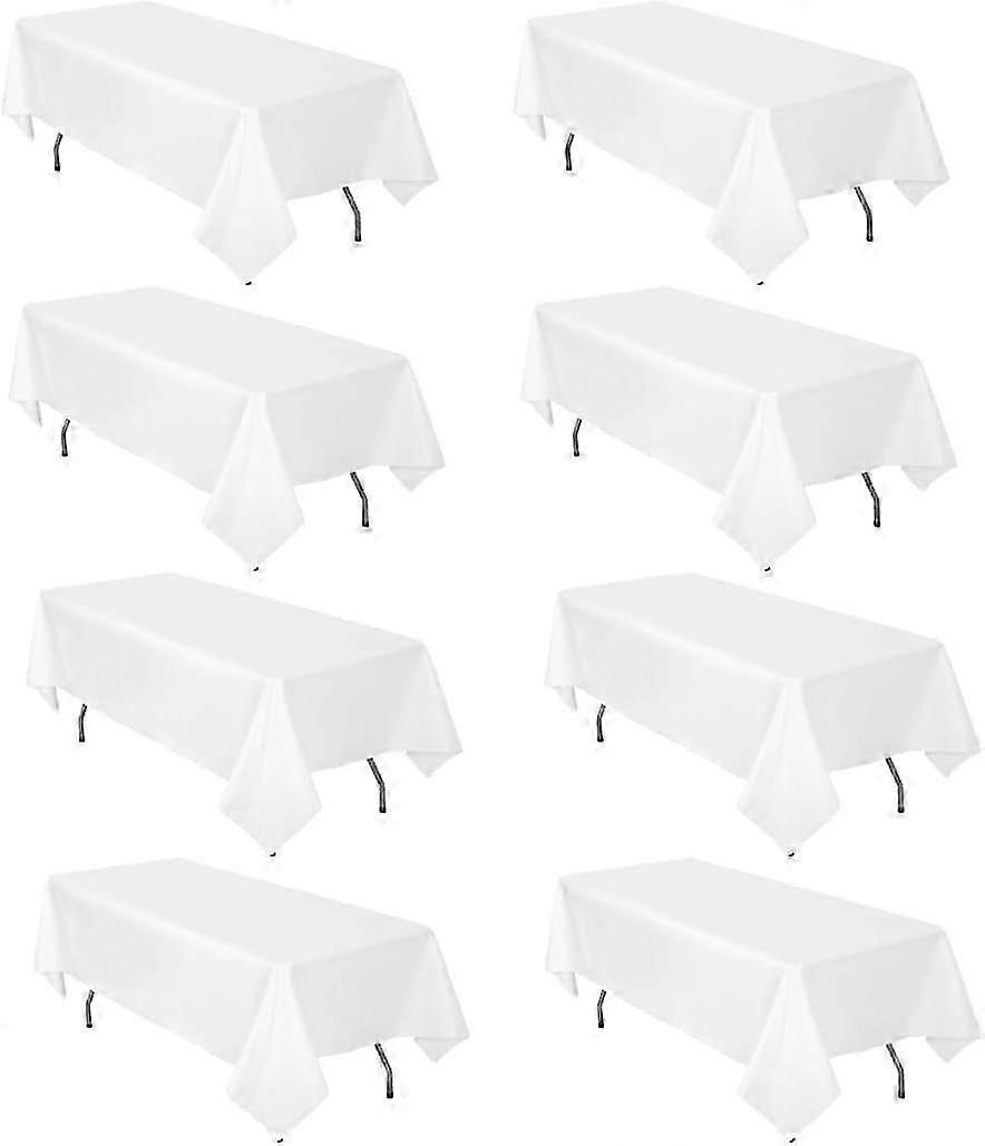 2025 Latest Model  8 Pack White Tablecloth 60 x 102 Inch Polyester Table Cloth