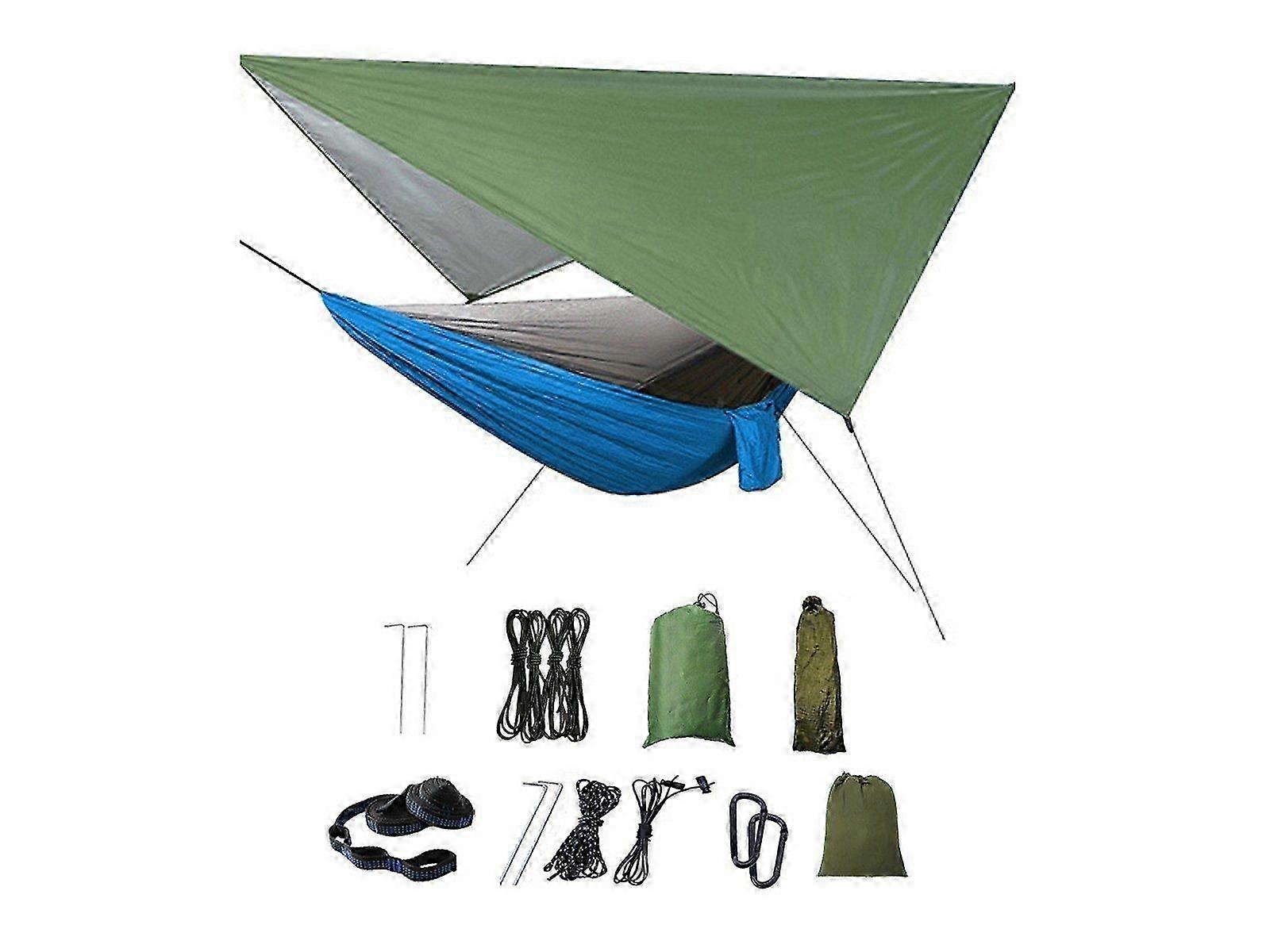 Camping Hammock with Mosquito Net Rain Fly Tarp Portable Single Ham...