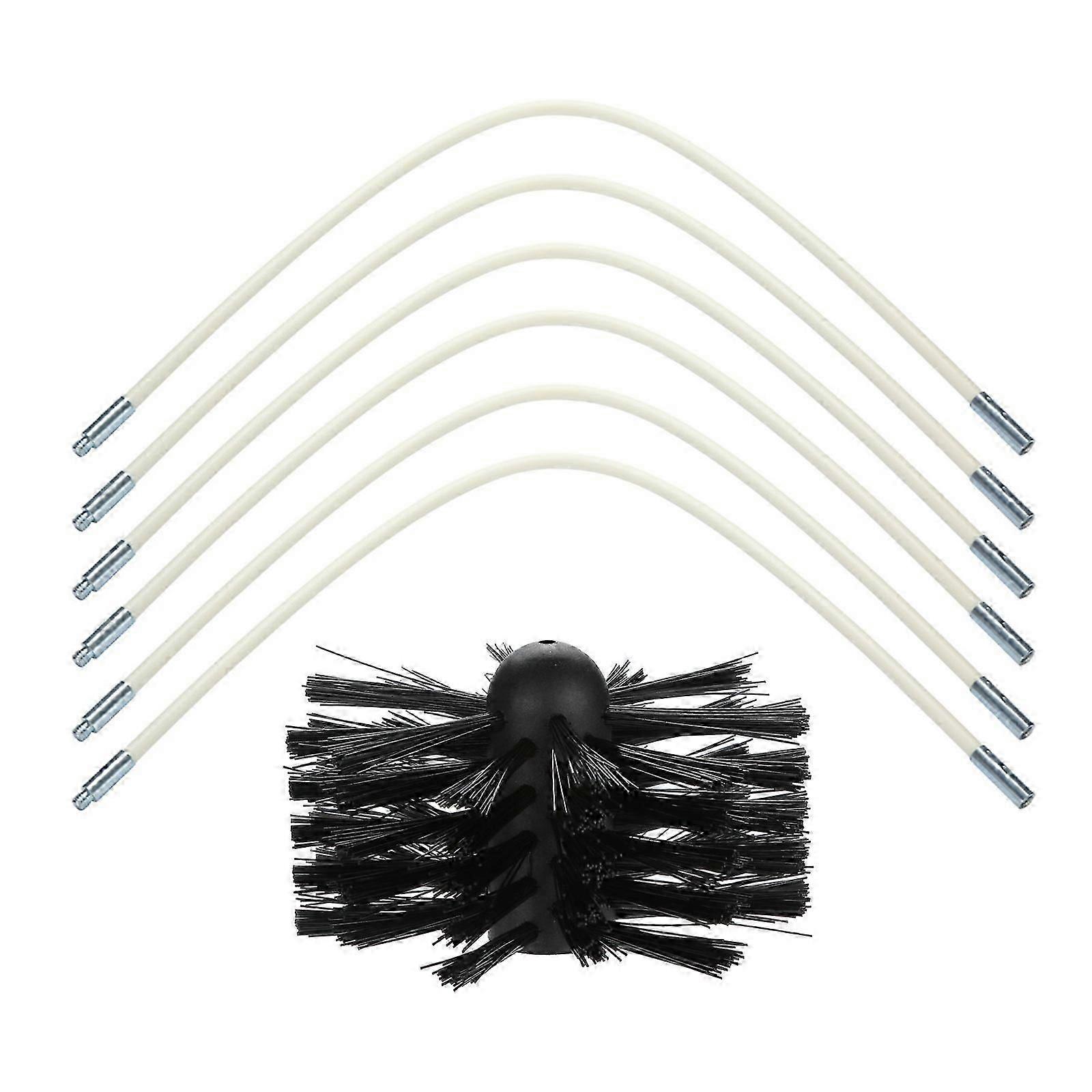 Chimney Sweep Set with 6 Rods, 1 Brush Head, Cleaner Tools Kit