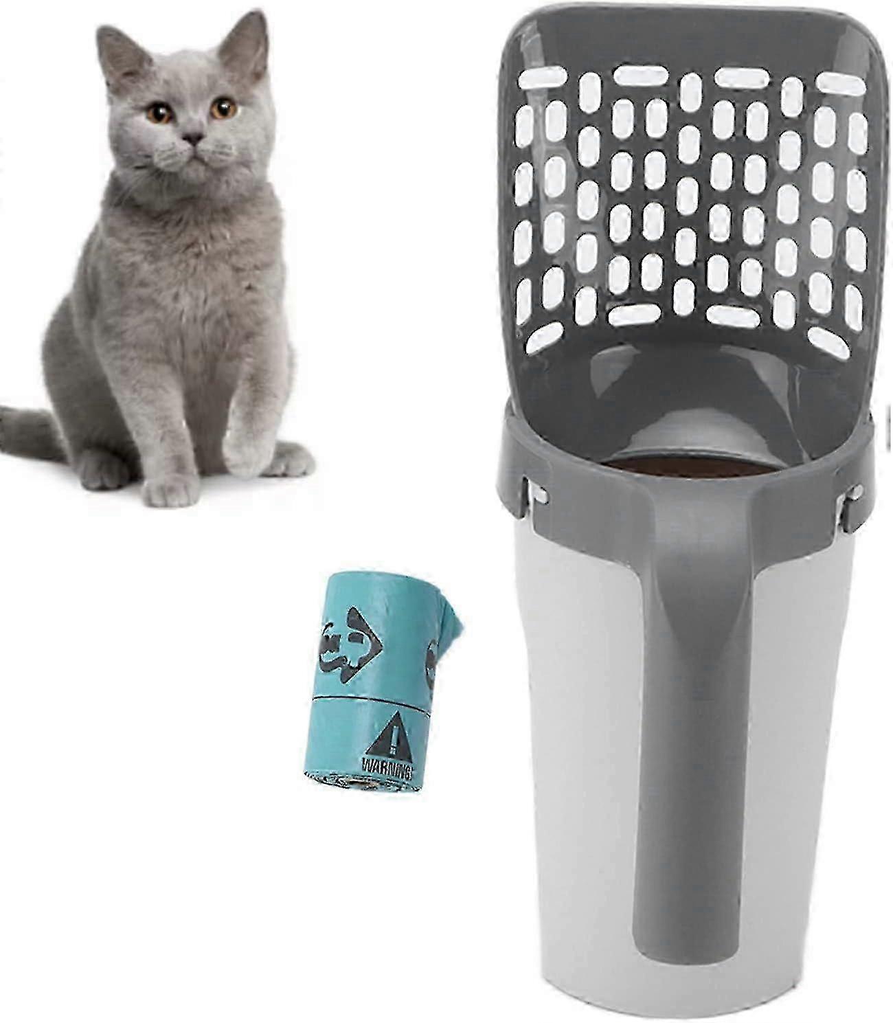 ペットトイレクリーニング用の詰め替えバッグ付き猫砂シャベルスクープ - 猫砂箱スクープセルフクリーニング用猫用品