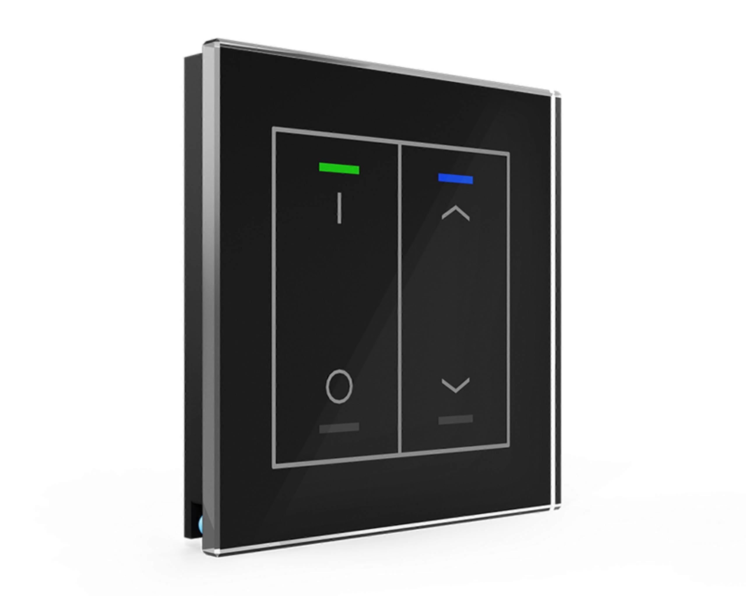 KNX Glazen drukknop II lamp 2-voudig RGBW, temperatuursensor, zwart, schakelend_Jal.