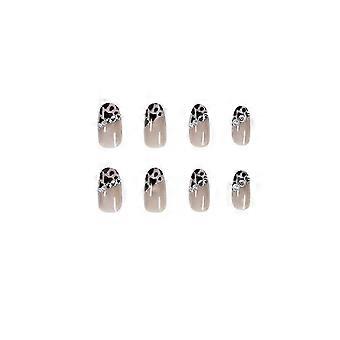 False Nail Tips Fake Artificial Art Diy Finger Cover Nude Color Beveled Leopard Print Full Diamond