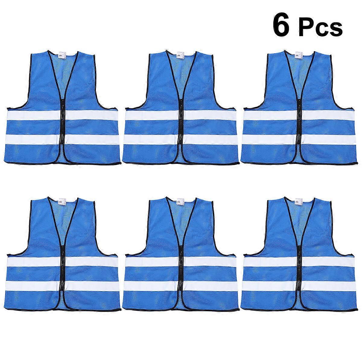 Safety Running Vest High Visibility Reflective Stripes Jogging Biking Riding Walking Blue 6Set
