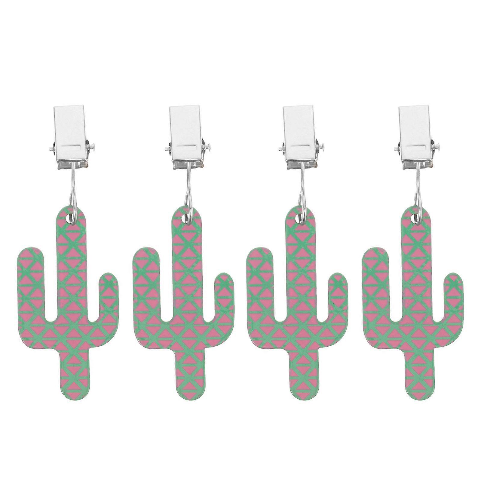 4Pcs Cactus Shape Windproof Tablecloth Clips Perfect For Outdoor Picnic Sturdy Green Design Functionality
