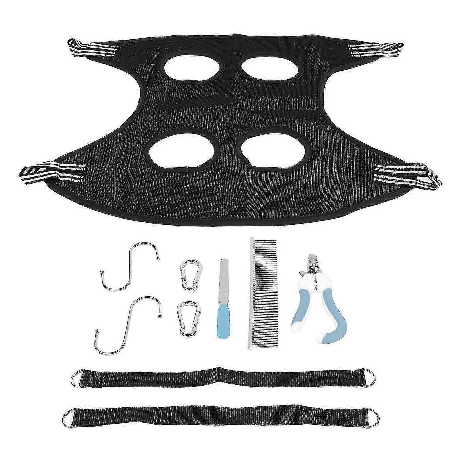 Dog Grooming Hammock Set Breathable Safe Restraint Bag Pet Grooming Sling with Nail Clipper Comb for Puppy Cat Black 10 Piece Set L 2025