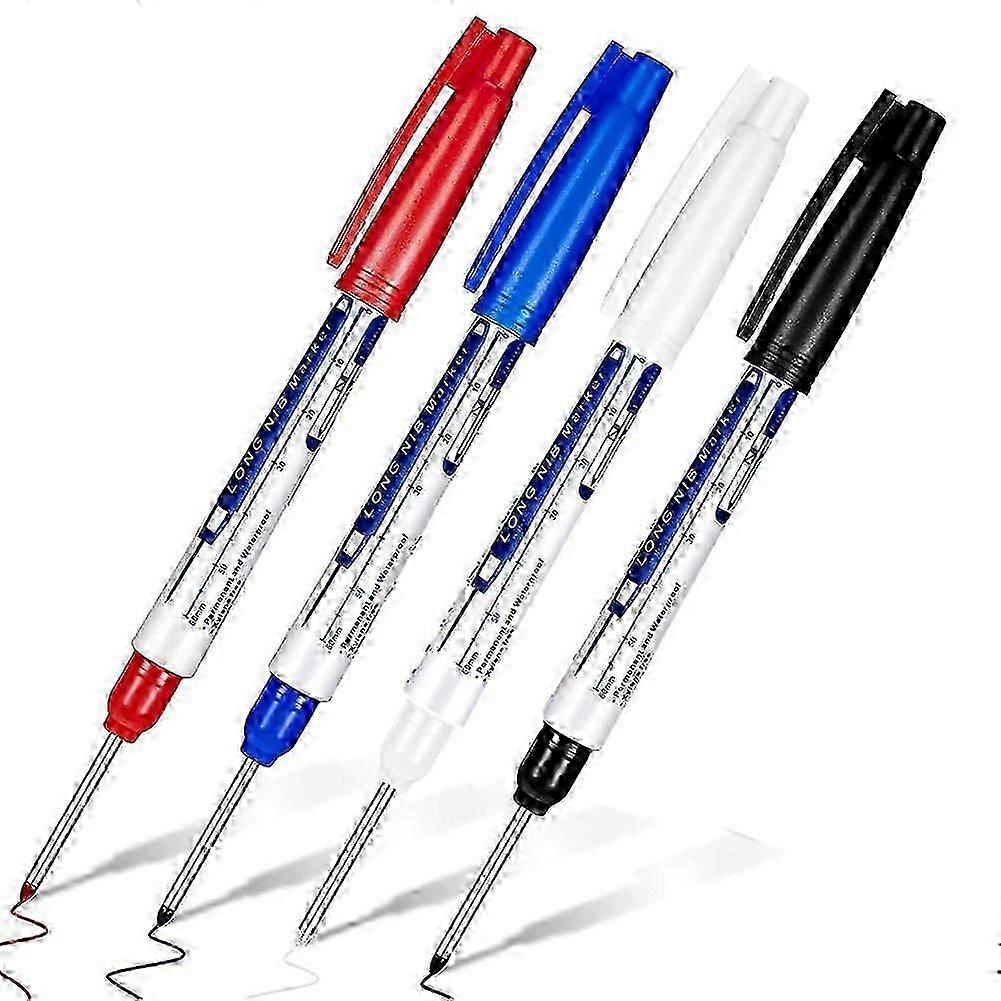 4 Pcs Deep Reach Markers Long Nose Marker Waterproof Deep Hole Marker 30 Mm Reach Permanent Markers, 4 Colors Jp