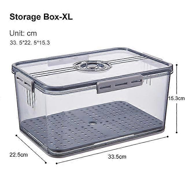 1PC Grey Plastic Fridge Storage Fridge Organizer Containers For Vegetable Fruit Meat