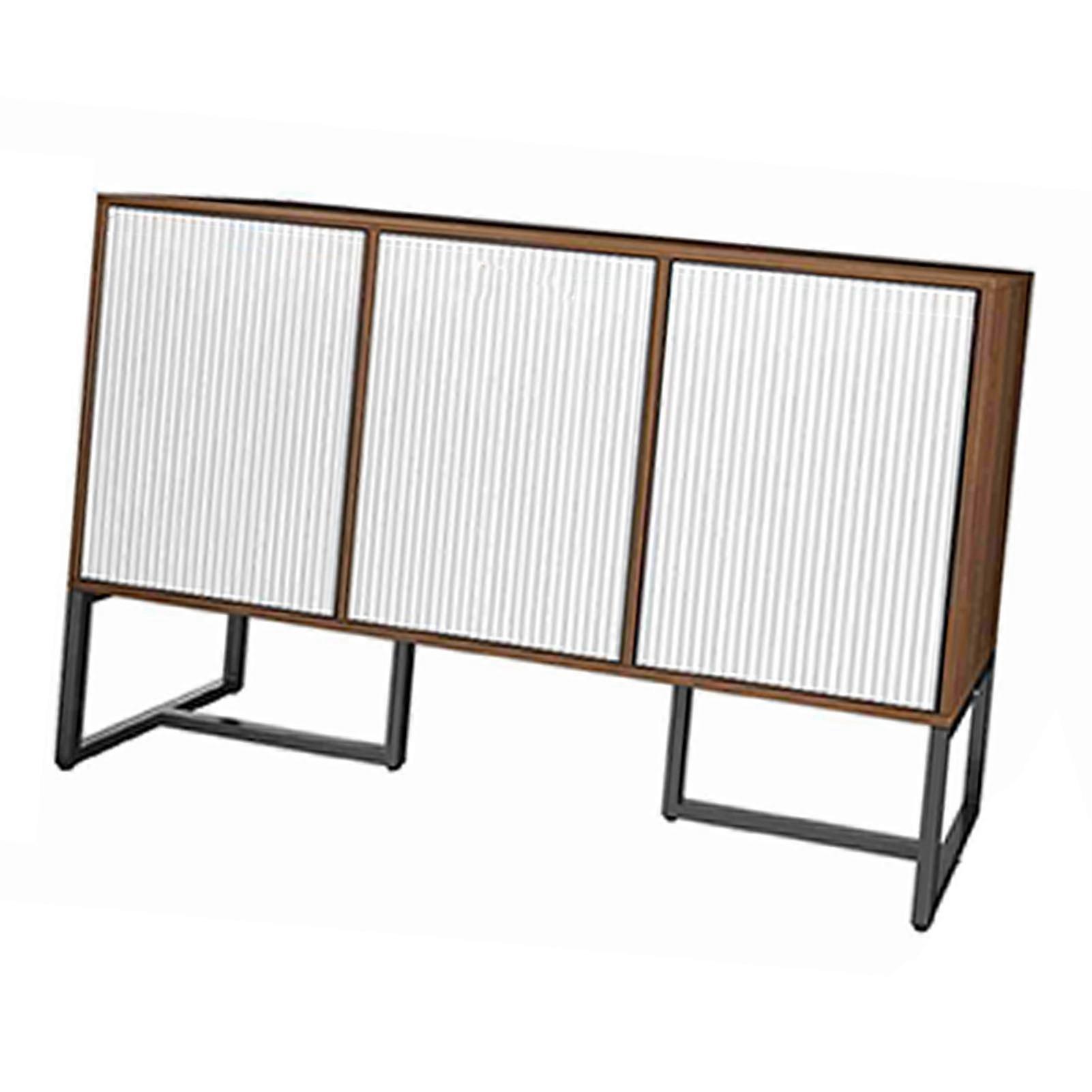 3 Door Wood Sideboard Buffet Cabinet 120x80x38cm Deep Walnut