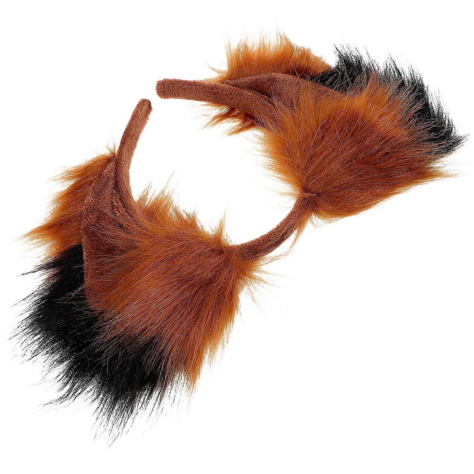 Japanese Style Plush Fox Ear Headband for Festival 3Pcs Elastic Hair Accessory