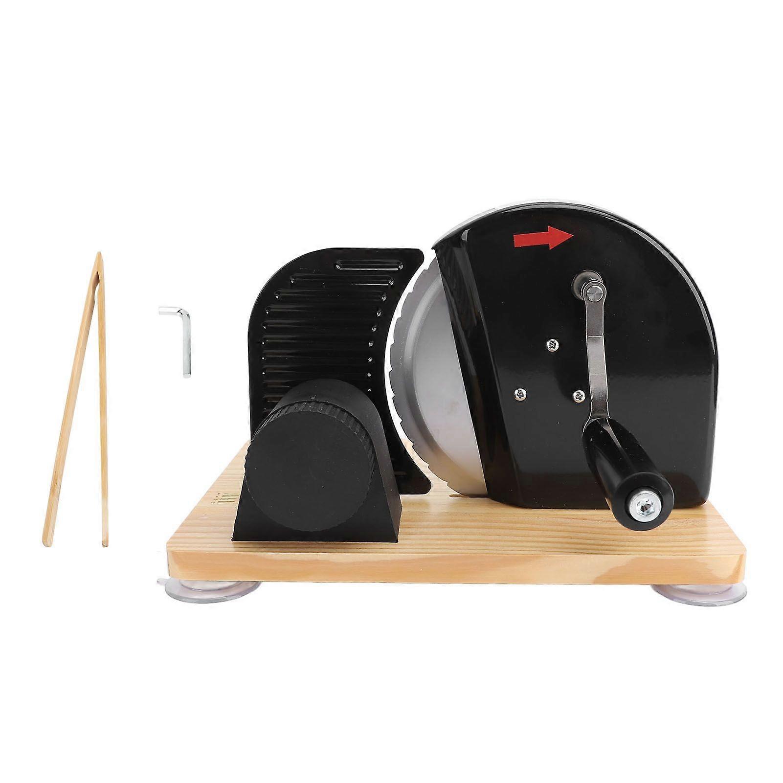 Manual Bread Cutter Stainless Steel Wood Adjustable Thickness Hand Crank Toast Loaf Cutter for Homemade Bread Kitchen Bakery