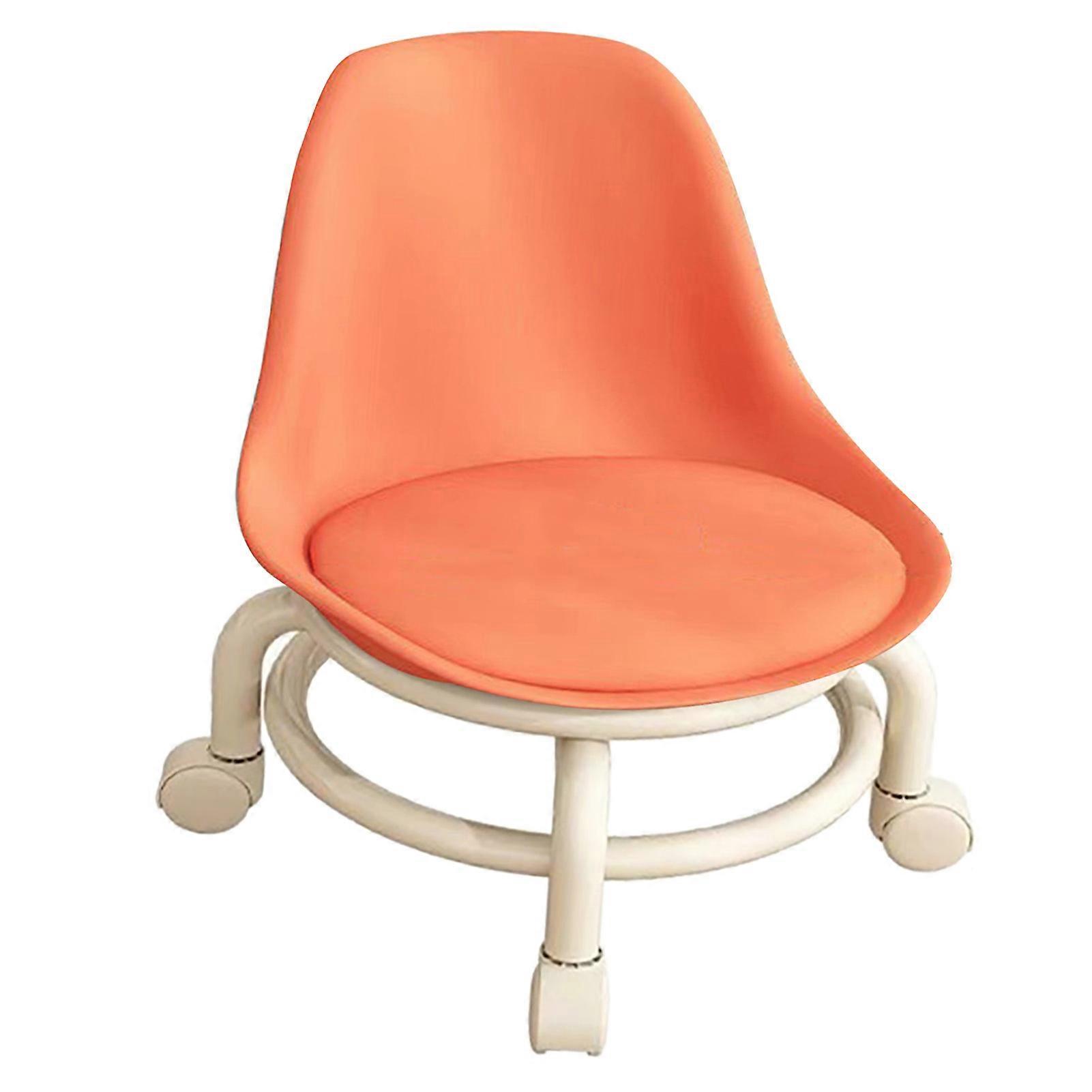 Kids Low Rolling Stool with Backrest 37cm Orange Step Seat
