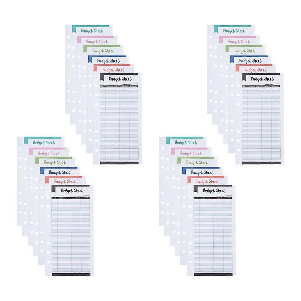 Budget Sheets Six-Holes Budget Sheets for Expense Tracking 24Pcs Set