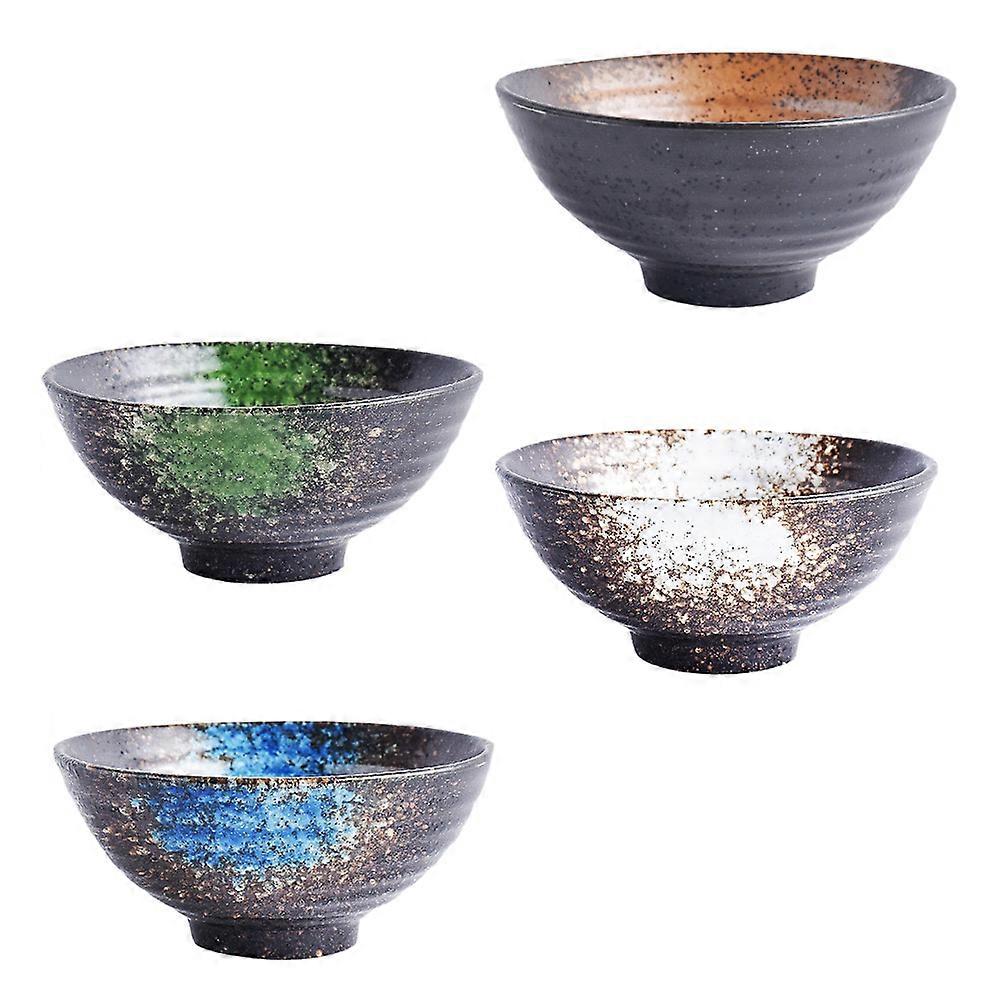 Ceramic Bowls Ramen Noodle Bowl Assorted Color 12.5x12.5x5cm Soup Holding 4Pcs