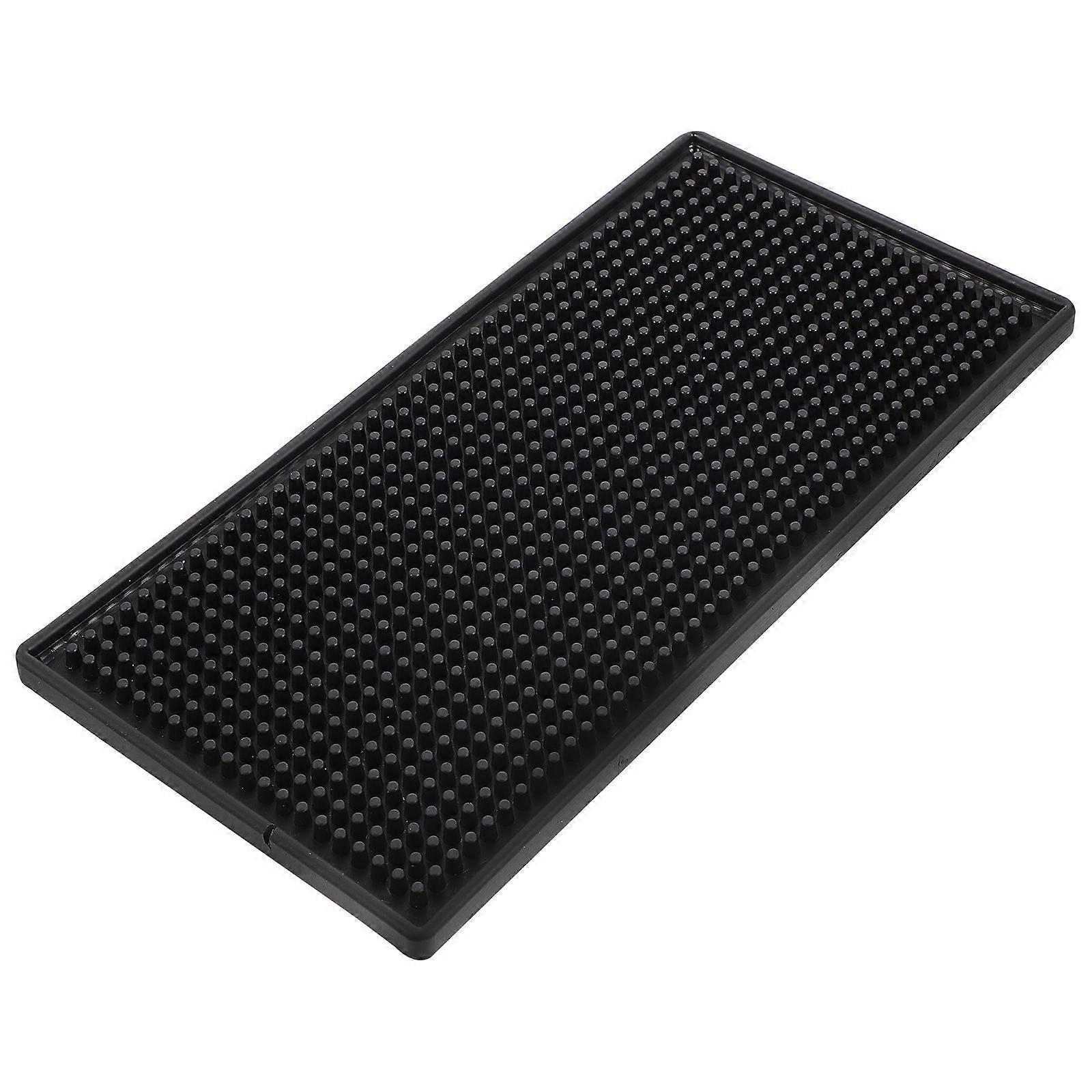 Thick Silicone Mat Rectangle-Shaped Cup Mat for Bar Black Pvc Frost Resistance 1Set