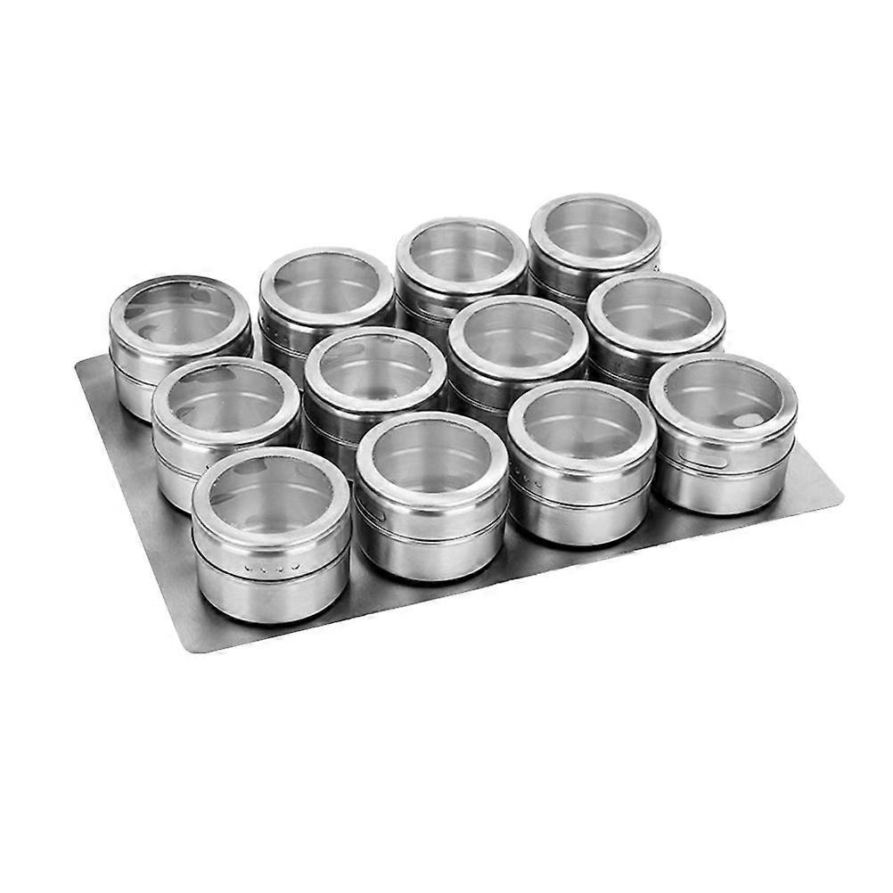 Seasoning Jars Stainless Steel Spice Storage Tins for Kitchen 12Pcs Set