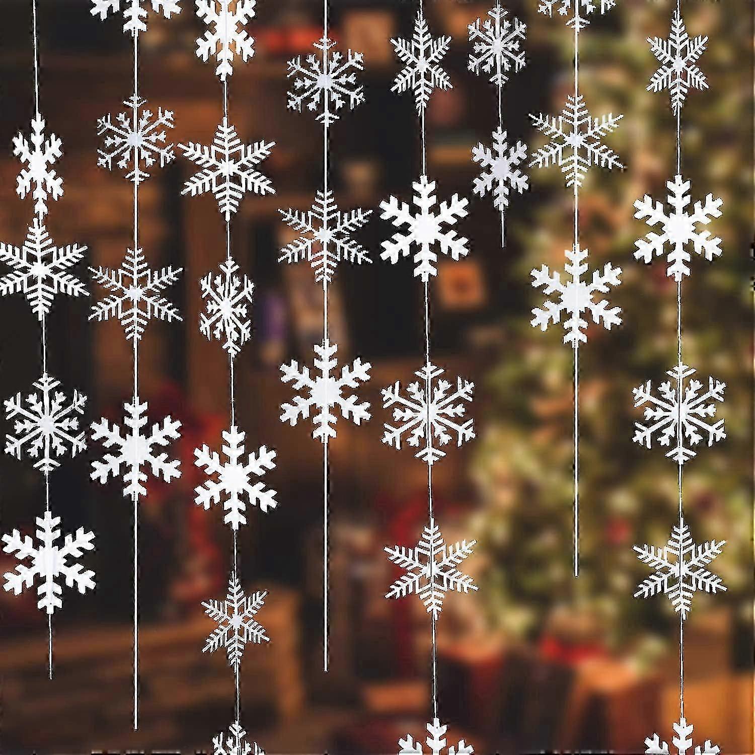 16 Pcs X 1.9 Meter Snowflake Dangling Decorations For Christmas Holiday Holiday Decorations In White C-MXBC