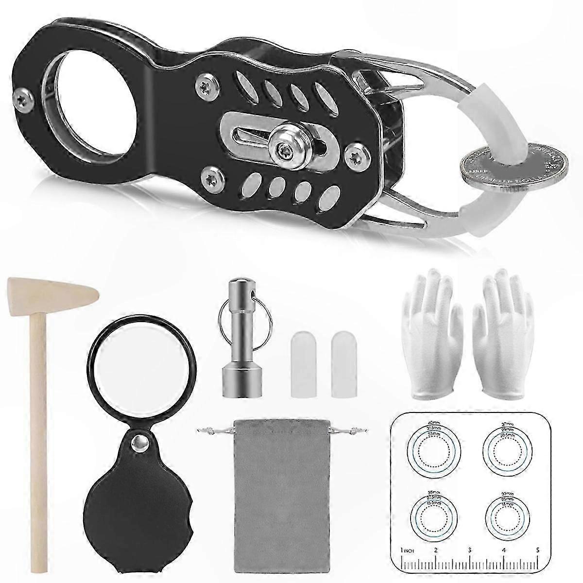 Coin Resonance Verification Kit with Size Comparison Tool for Pocket Coins Testing