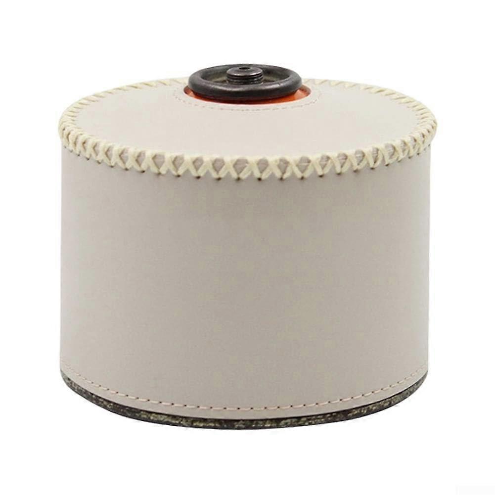 Leather Gas Canister Gas Bottle Cover Outdoor Protective Case Breathable Camping Pouch Beige 230ml Portable Storage